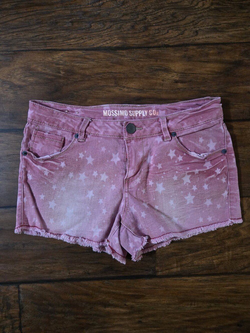 Mossimo Supply Co. Pink/Red Star Print Denim Shorts Size 11